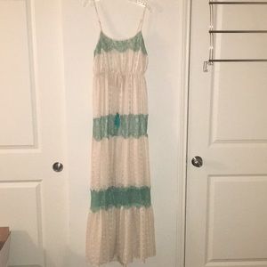 Cream and teal maxi dress from altard state NWT